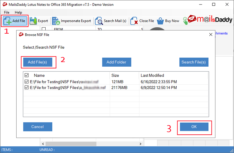Open your IBM Notes database archive (.nsf) files