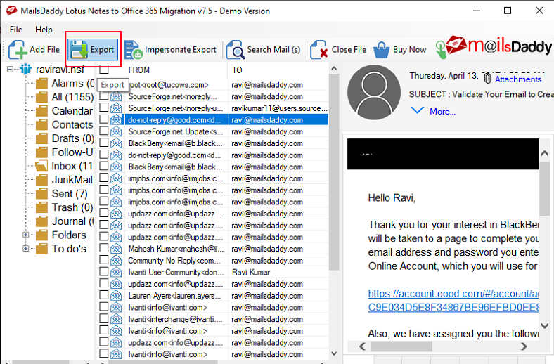 Preview data and click on Export button