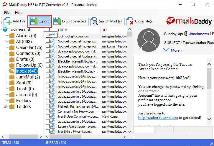 Preview it's data and click on Export button